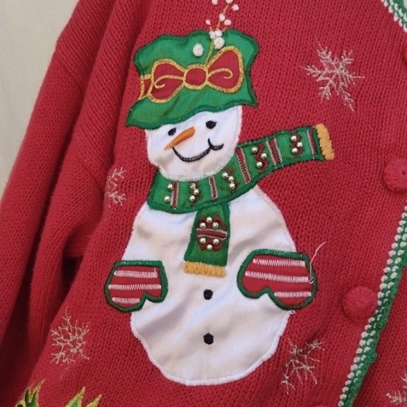 Vintage NutCracker Snowman Cardigan - L - Picture 3 of 10